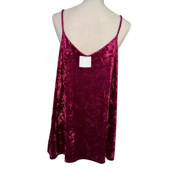 E.‎ Luna Crushed Velvet Cami Tank 2XL Top Red Plus New! Spaghetti Strap Stretch - Picture 2 of 8